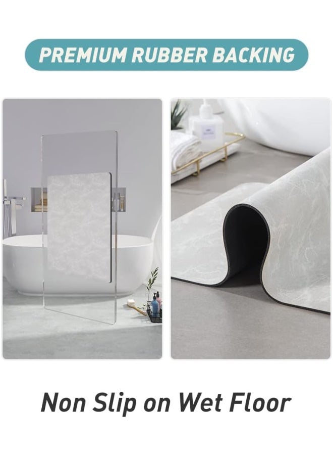 Bath Mat - Absorbent, Stain Resistant, Non Slip Bath Rug - Quick Dry Bathmat with Rubber Back-16”x24” Light Grey - Image 4